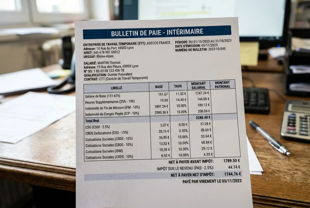 Composition détaillée du salaire intérimaire